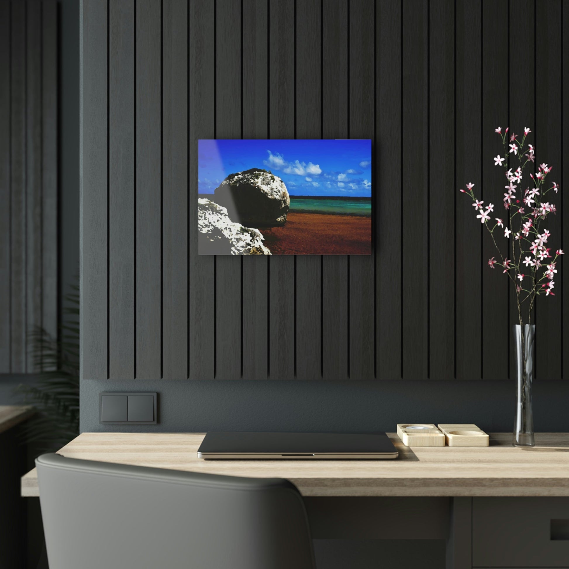 Acrylic Prints - US Made - Ideal for a Stunning Home/Office Decor Ideas - Remote Mona island - Caves Fallen Boulders - CCMM* - Green Forest Home