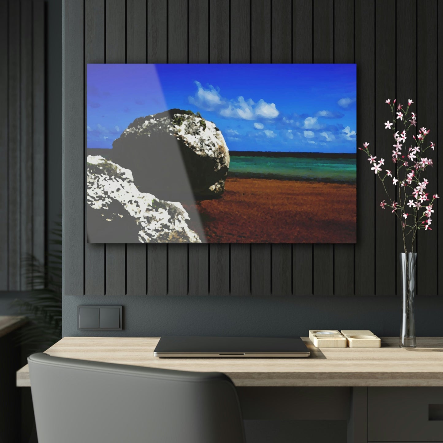 Acrylic Prints - US Made - Ideal for a Stunning Home/Office Decor Ideas - Remote Mona island - Caves Fallen Boulders - CCMM* - Green Forest Home