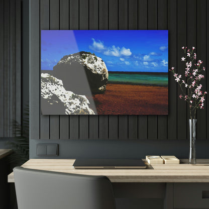 Acrylic Prints - US Made - Ideal for a Stunning Home/Office Decor Ideas - Remote Mona island - Caves Fallen Boulders - CCMM* - Green Forest Home