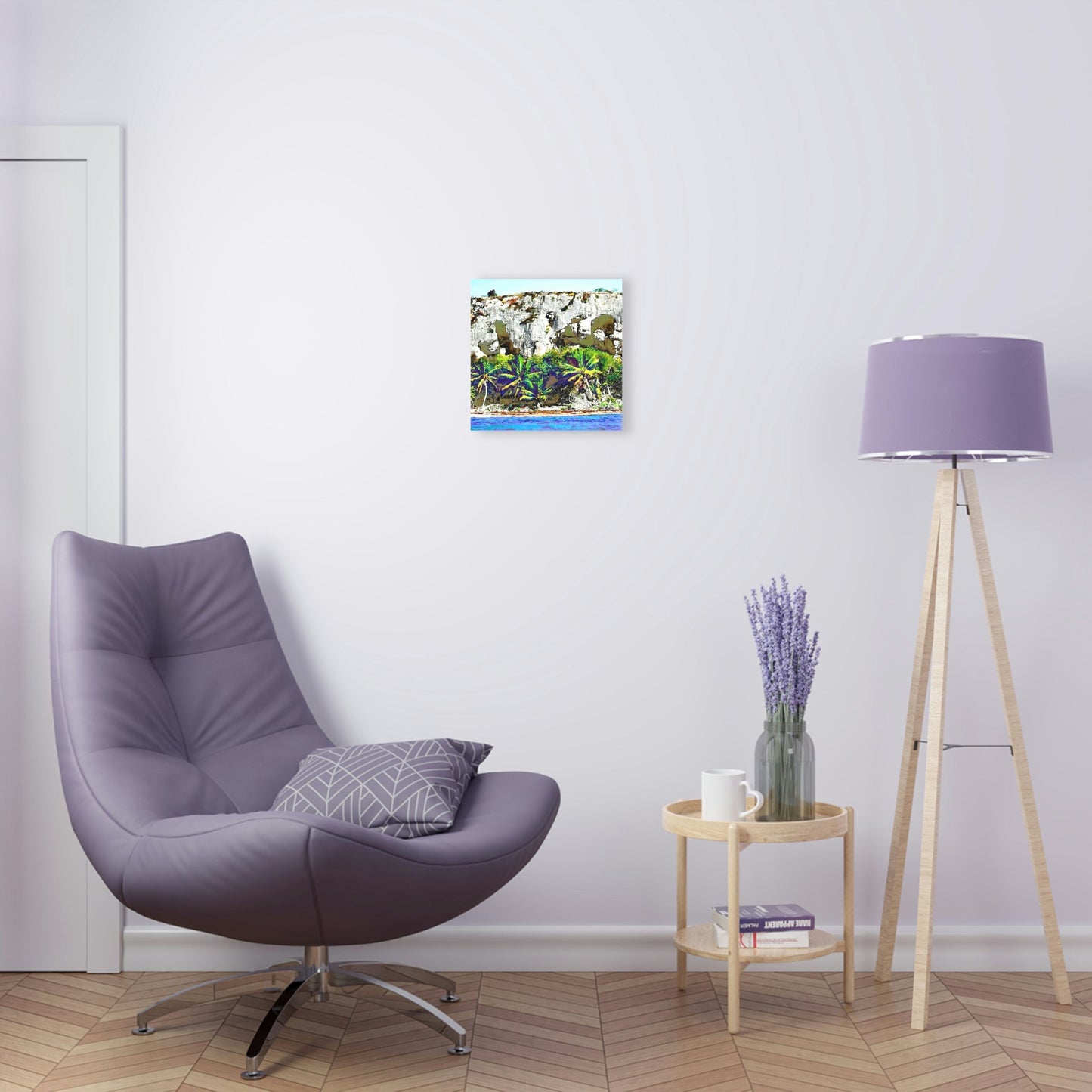 Acrylic Prints - US Made - Ideal for a Stunning Home/Office Decor Ideas - Remote Mona island - Coconut forest & caves from Boat - CCMM* - Green Forest Home