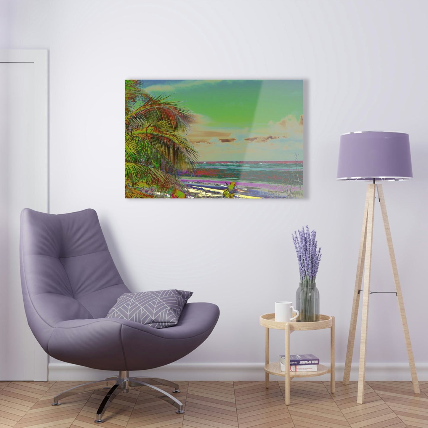 Acrylic Prints - US Made - Ideal for a Stunning Home/Office Decor Ideas - Remote Mona island - Coconut Palms on the Beach - CCMM* - Green Forest Home