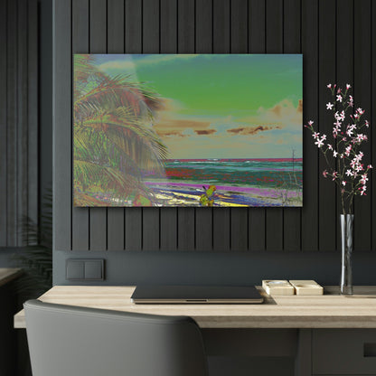 Acrylic Prints - US Made - Ideal for a Stunning Home/Office Decor Ideas - Remote Mona island - Coconut Palms on the Beach - CCMM* - Green Forest Home