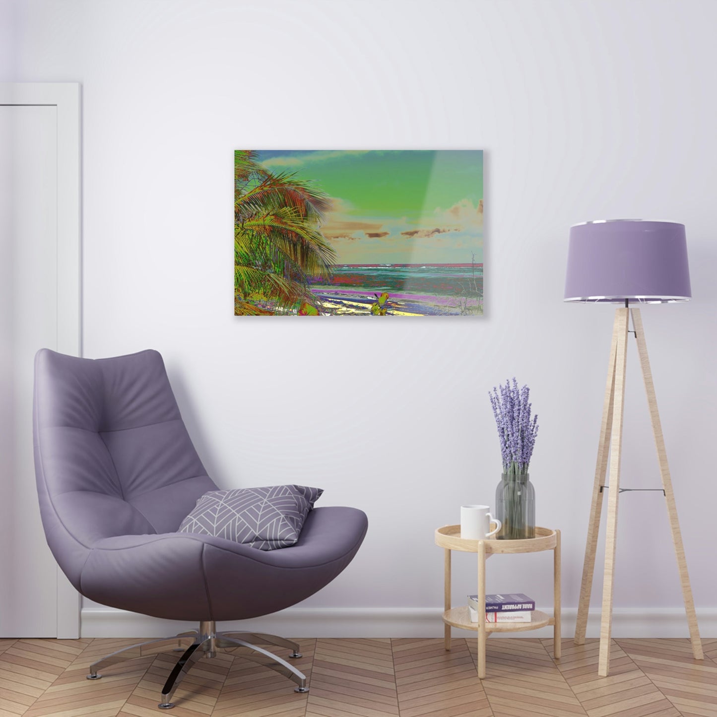 Acrylic Prints - US Made - Ideal for a Stunning Home/Office Decor Ideas - Remote Mona island - Coconut Palms on the Beach - CCMM* - Green Forest Home