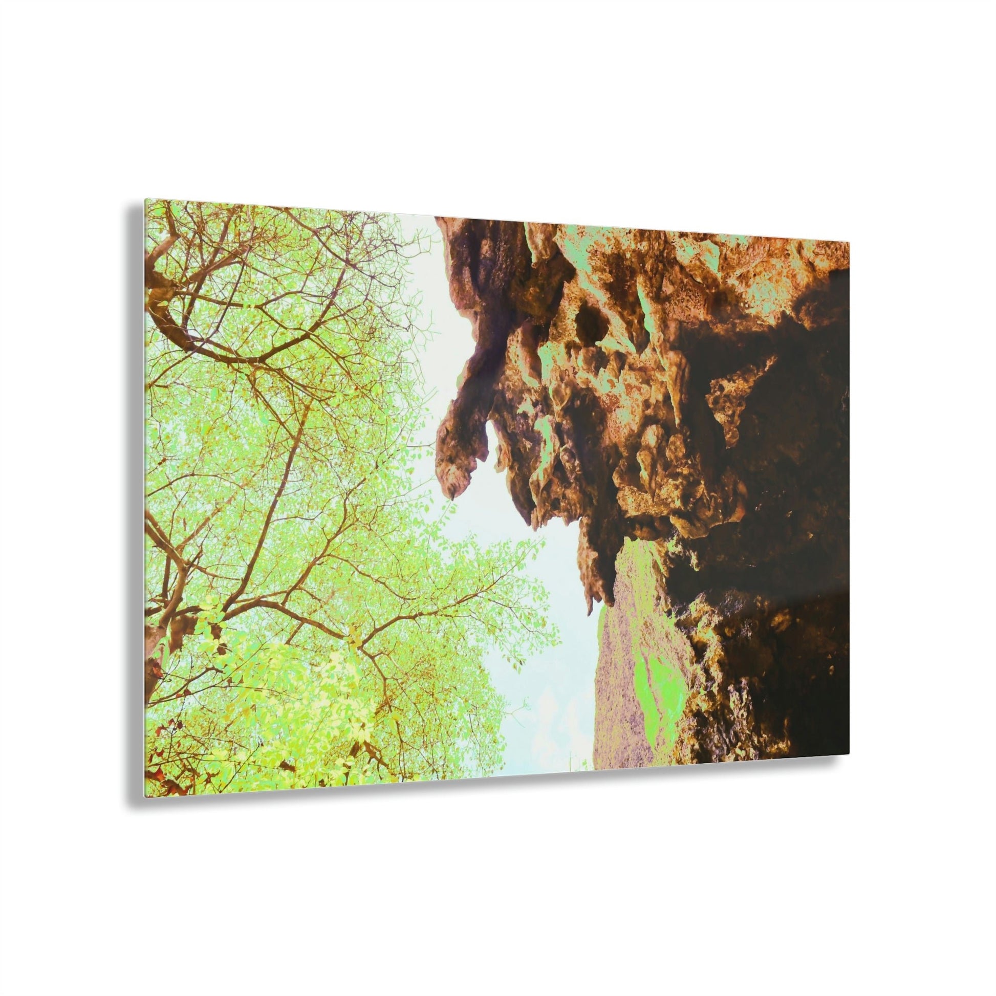 Acrylic Prints - US Made - Ideal for a Stunning Home/Office Decor Ideas - Remote Mona island - Huge Stalactite in a caves entrance - CCMM* - Green Forest Home