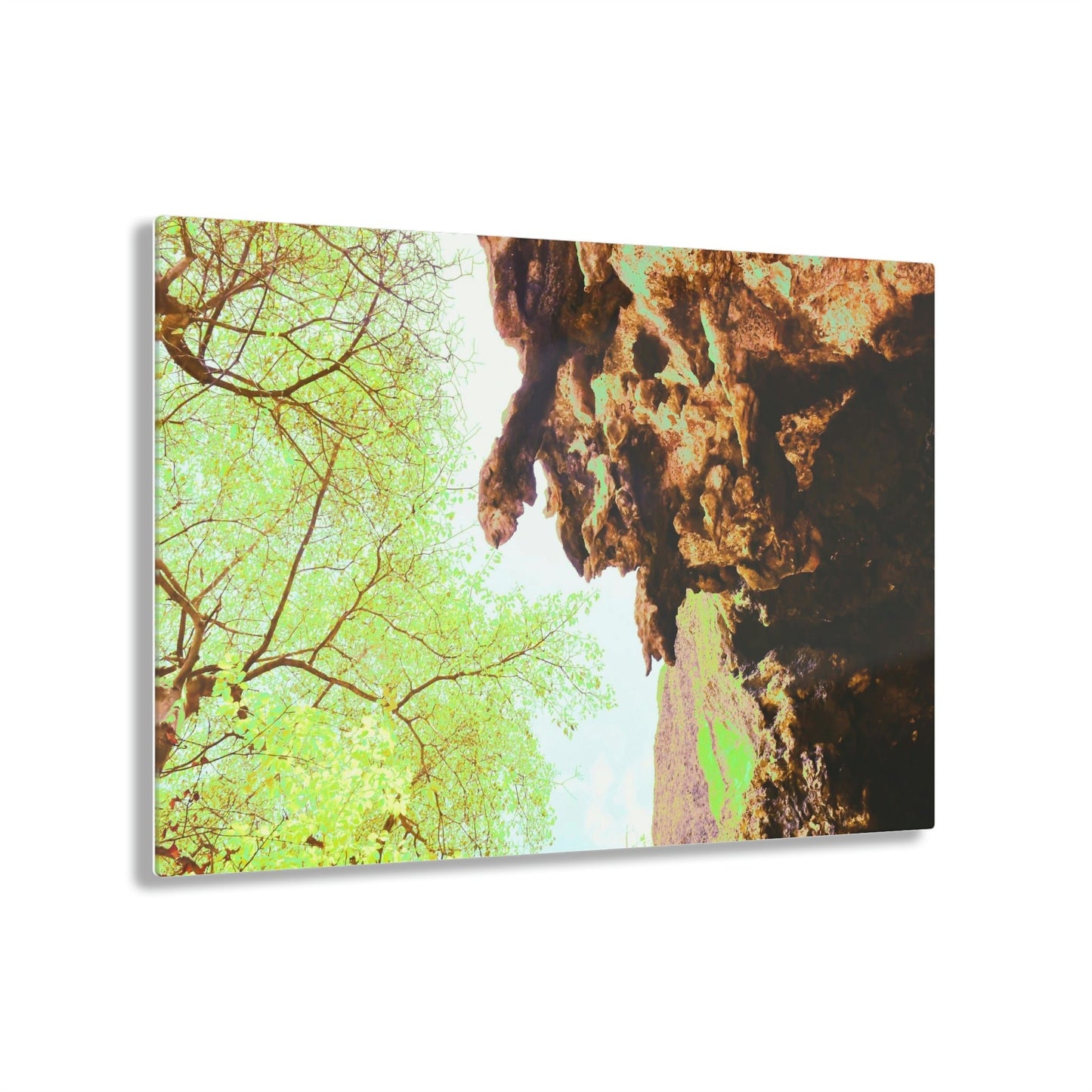 Acrylic Prints - US Made - Ideal for a Stunning Home/Office Decor Ideas - Remote Mona island - Huge Stalactite in a caves entrance - CCMM* - Green Forest Home
