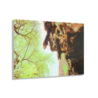 Acrylic Prints - US Made - Ideal for a Stunning Home/Office Decor Ideas - Remote Mona island - Huge Stalactite in a caves entrance - CCMM* - Green Forest Home