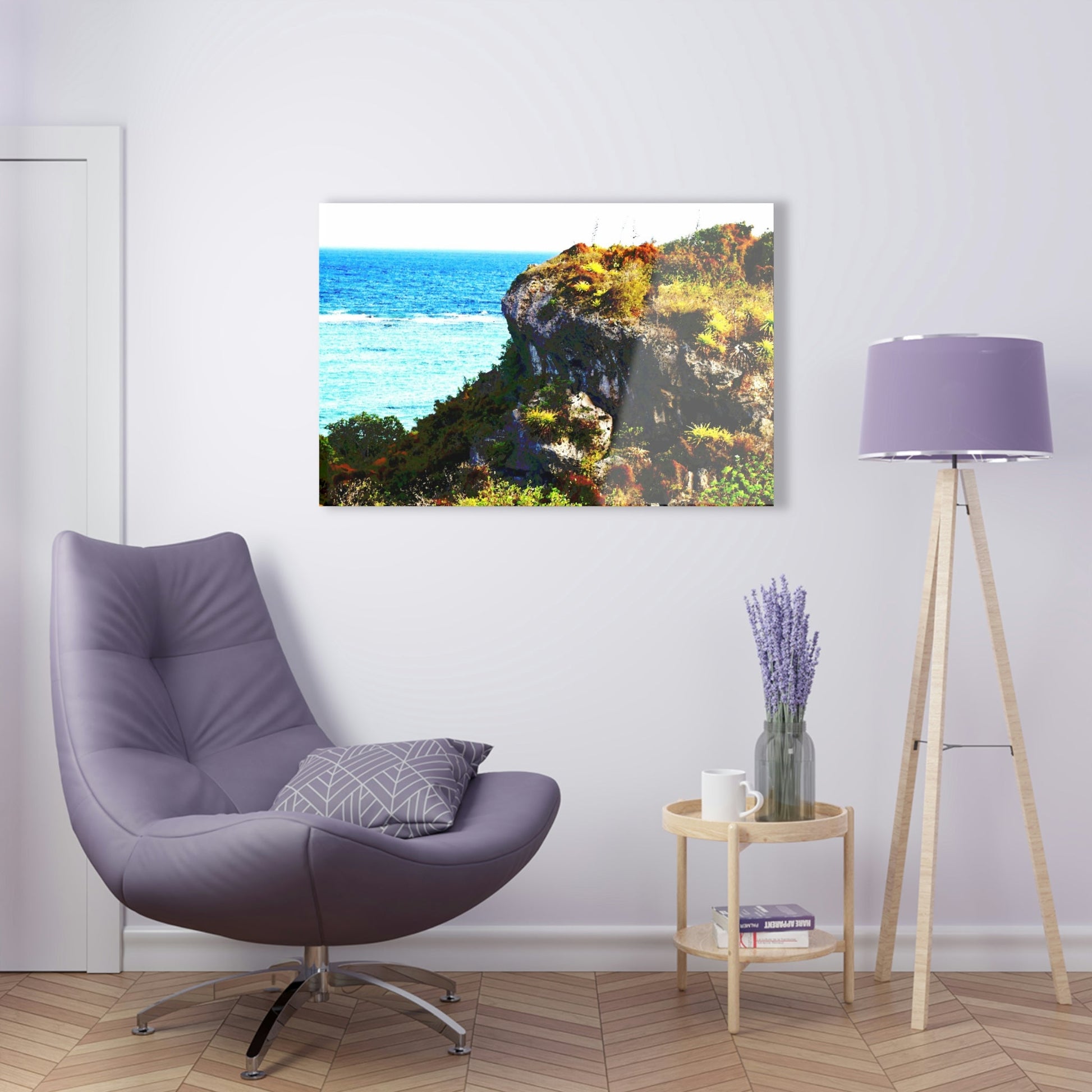 Acrylic Prints - US Made - Ideal for a Stunning Home/Office Decor Ideas - Remote Mona island - Mountain edge in Plateau - CCMM* - Green Forest Home