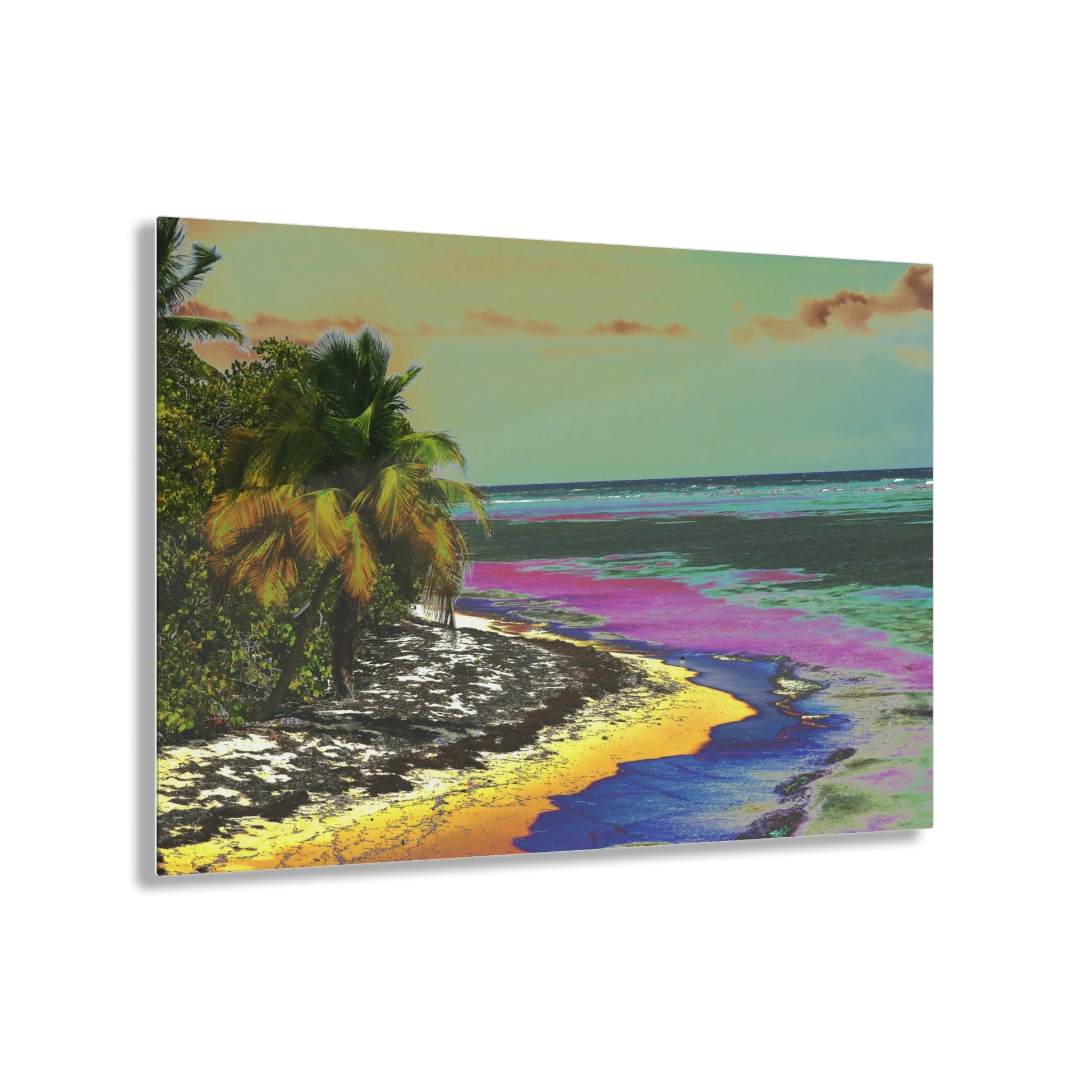 Acrylic Prints - US Made - Ideal for a Stunning Home/Office Decor Ideas - Remote Mona island - Pajaros beach Corner - CCMM* - Green Forest Home