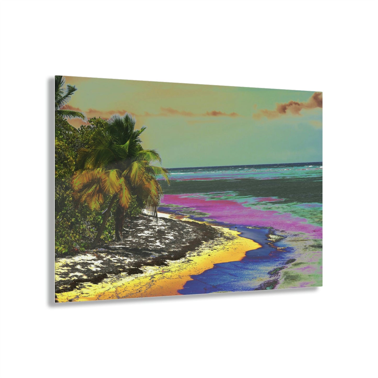 Acrylic Prints - US Made - Ideal for a Stunning Home/Office Decor Ideas - Remote Mona island - Pajaros beach Corner - CCMM* - Green Forest Home