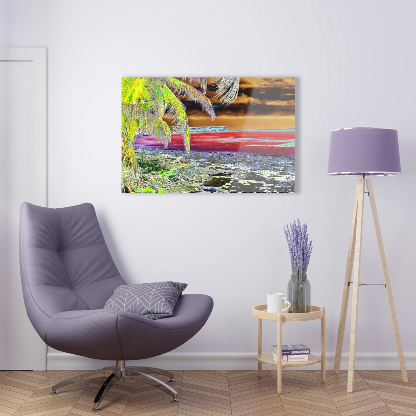 Acrylic Prints - US Made - Ideal for a Stunning Home/Office Decor Ideas - Remote Mona island - Plateau and Vivid Ocean from Beach - CCMM* - Green Forest Home
