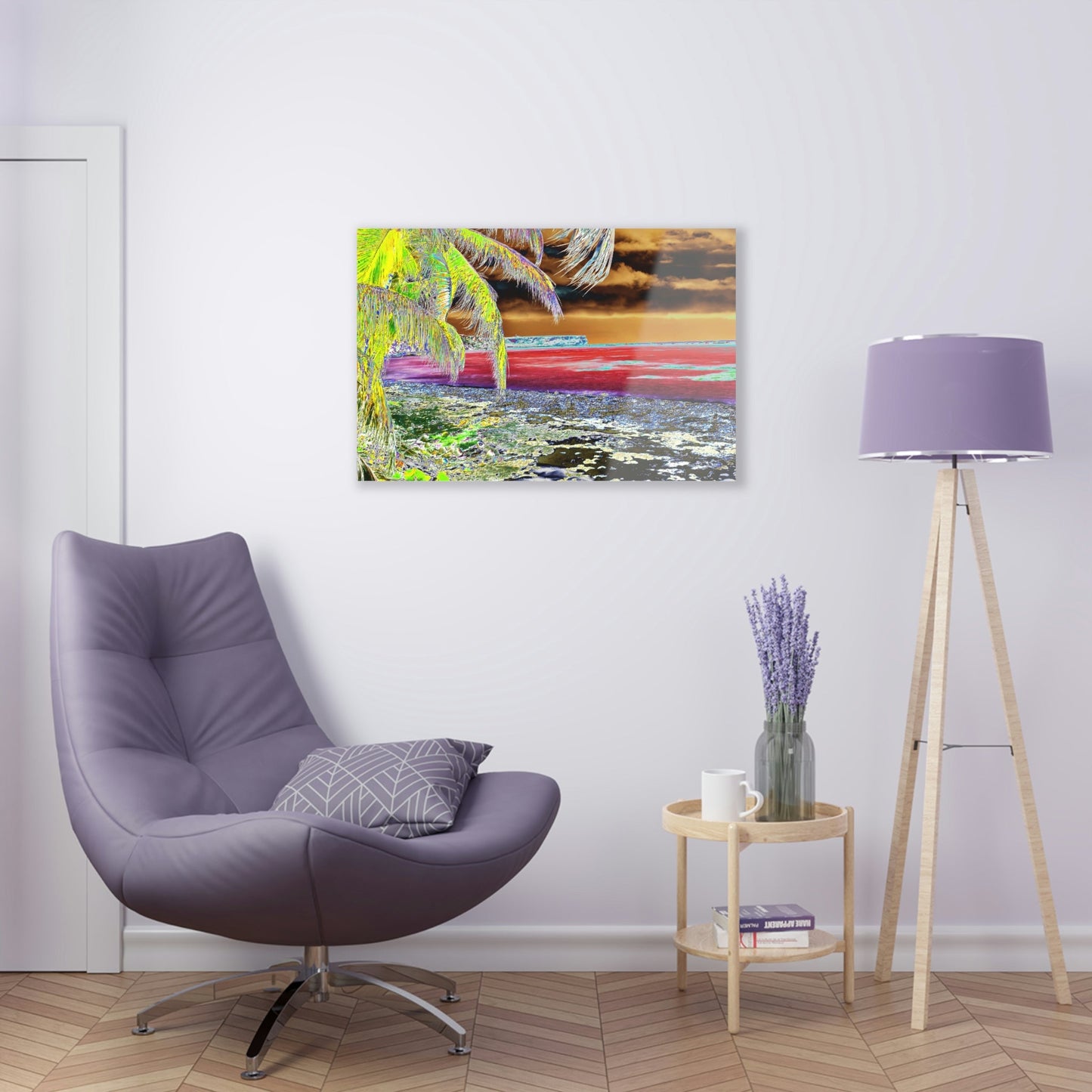 Acrylic Prints - US Made - Ideal for a Stunning Home/Office Decor Ideas - Remote Mona island - Plateau and Vivid Ocean from Beach - CCMM* - Green Forest Home