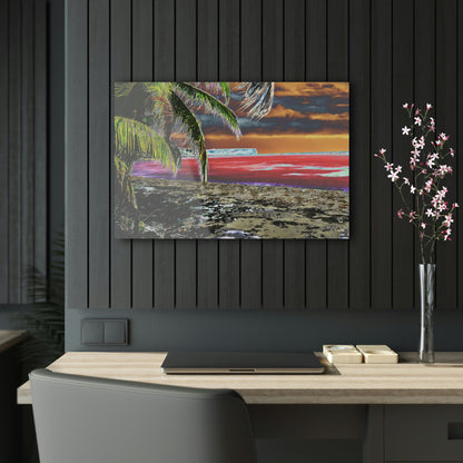 Acrylic Prints - US Made - Ideal for a Stunning Home/Office Decor Ideas - Remote Mona island - Plateau and Vivid Ocean from Beach - CCMM* - Green Forest Home
