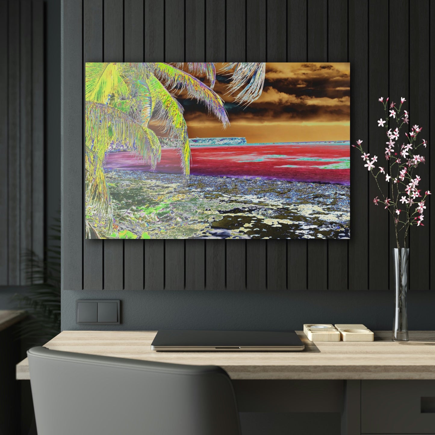 Acrylic Prints - US Made - Ideal for a Stunning Home/Office Decor Ideas - Remote Mona island - Plateau and Vivid Ocean from Beach - CCMM* - Green Forest Home
