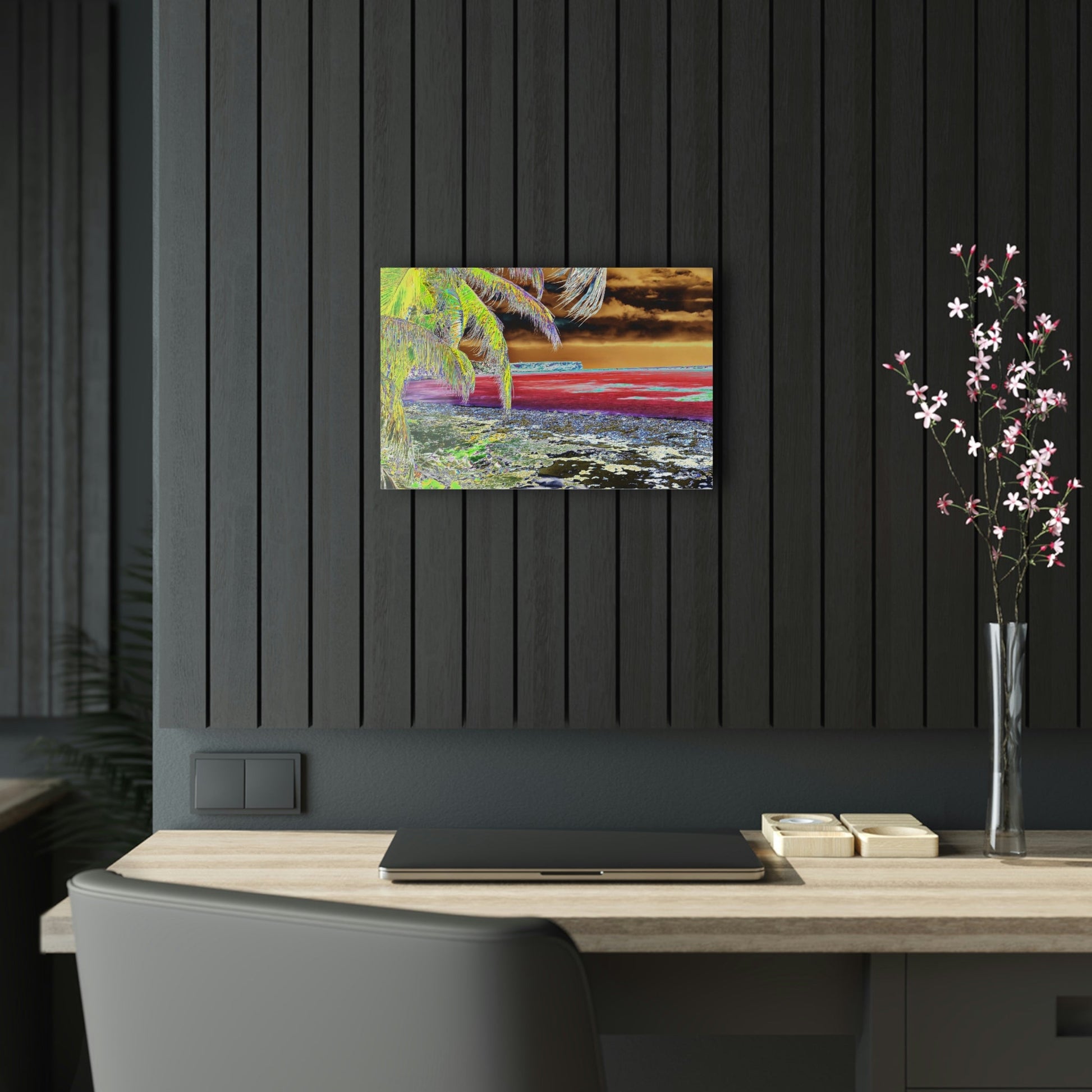 Acrylic Prints - US Made - Ideal for a Stunning Home/Office Decor Ideas - Remote Mona island - Plateau and Vivid Ocean from Beach - CCMM* - Green Forest Home