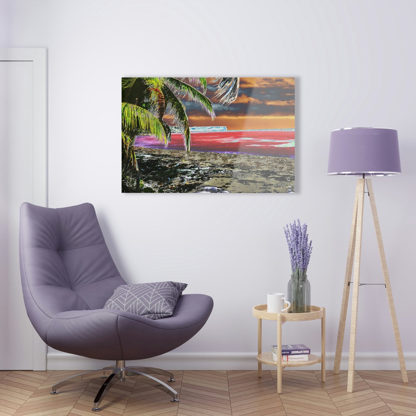 Acrylic Prints - US Made - Ideal for a Stunning Home/Office Decor Ideas - Remote Mona island - Plateau and Vivid Ocean from Beach - CCMM* - Green Forest Home