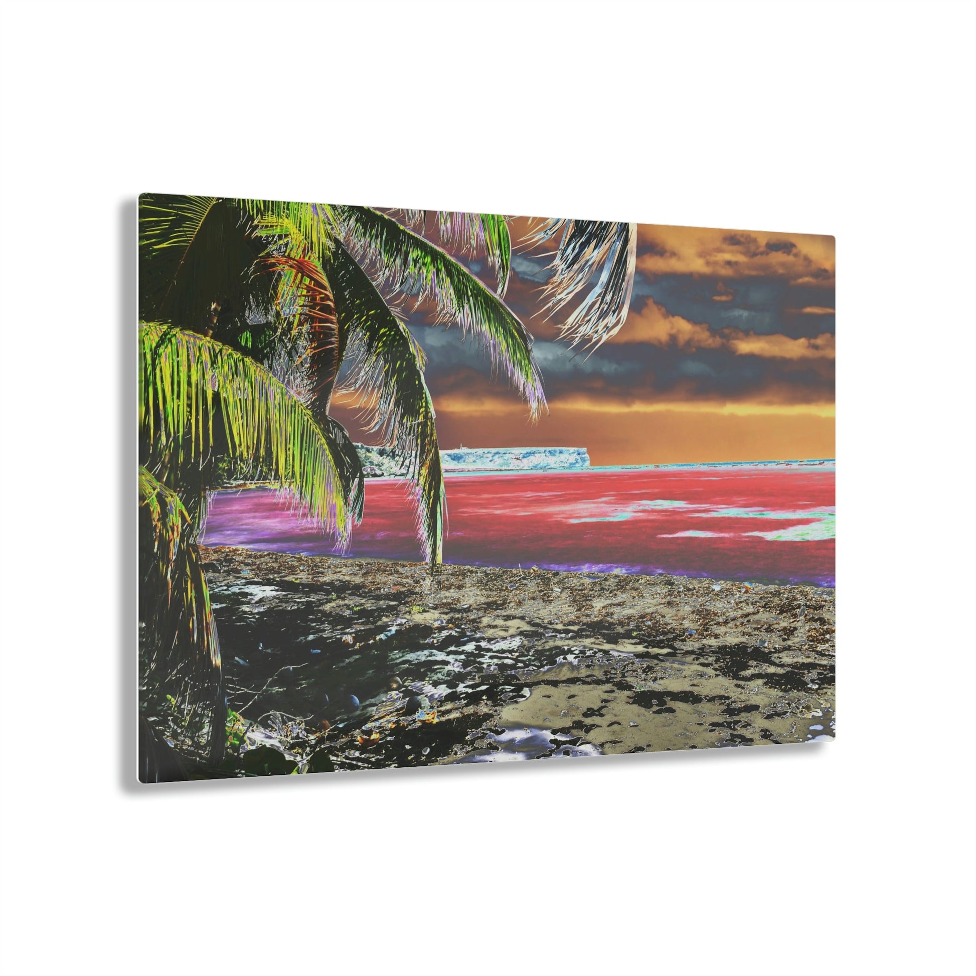 Acrylic Prints - US Made - Ideal for a Stunning Home/Office Decor Ideas - Remote Mona island - Plateau and Vivid Ocean from Beach - CCMM* - Green Forest Home