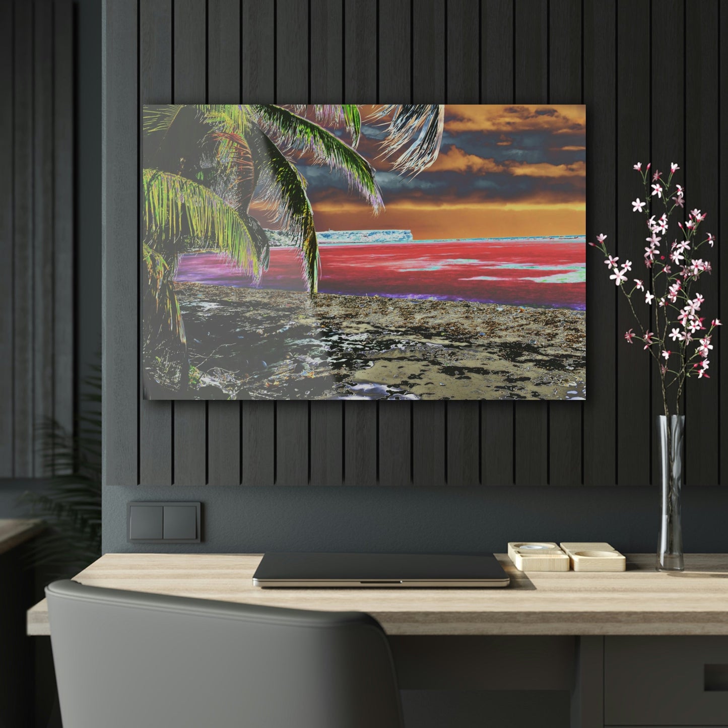 Acrylic Prints - US Made - Ideal for a Stunning Home/Office Decor Ideas - Remote Mona island - Plateau and Vivid Ocean from Beach - CCMM* - Green Forest Home