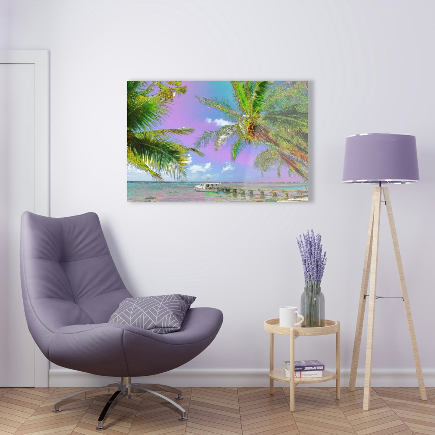 Acrylic Prints - US Made - Ideal for a Stunning Home/Office Decor Ideas - Remote Mona island - Playa Pajaros Pier and Boat - CCMM* - Green Forest Home
