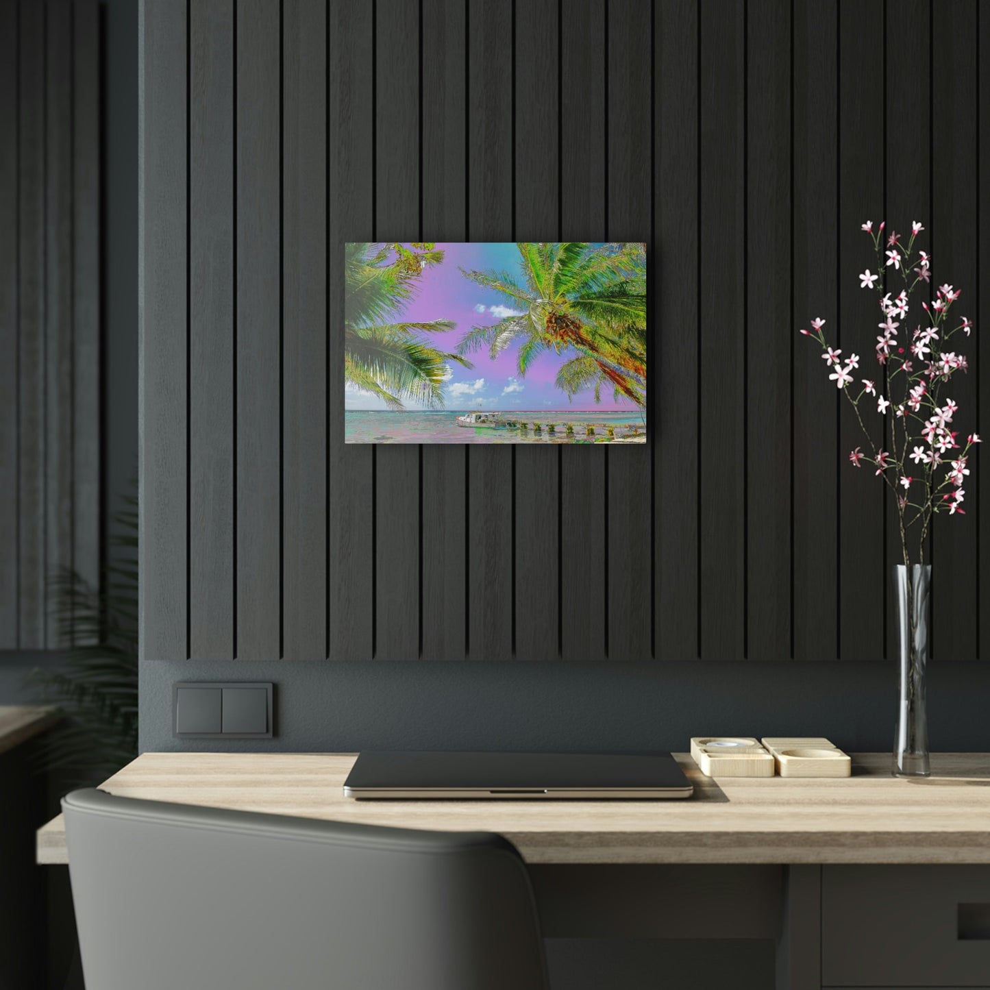 Acrylic Prints - US Made - Ideal for a Stunning Home/Office Decor Ideas - Remote Mona island - Playa Pajaros Pier and Boat - CCMM* - Green Forest Home