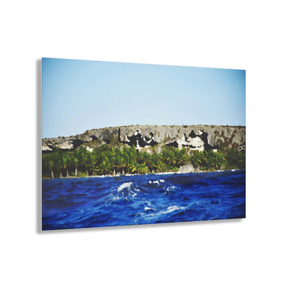 Acrylic Prints - US Made - Ideal for a Stunning Home/Office Decor Ideas - Remote Mona island - View from Boat as Painting - CCMM* - Green Forest Home