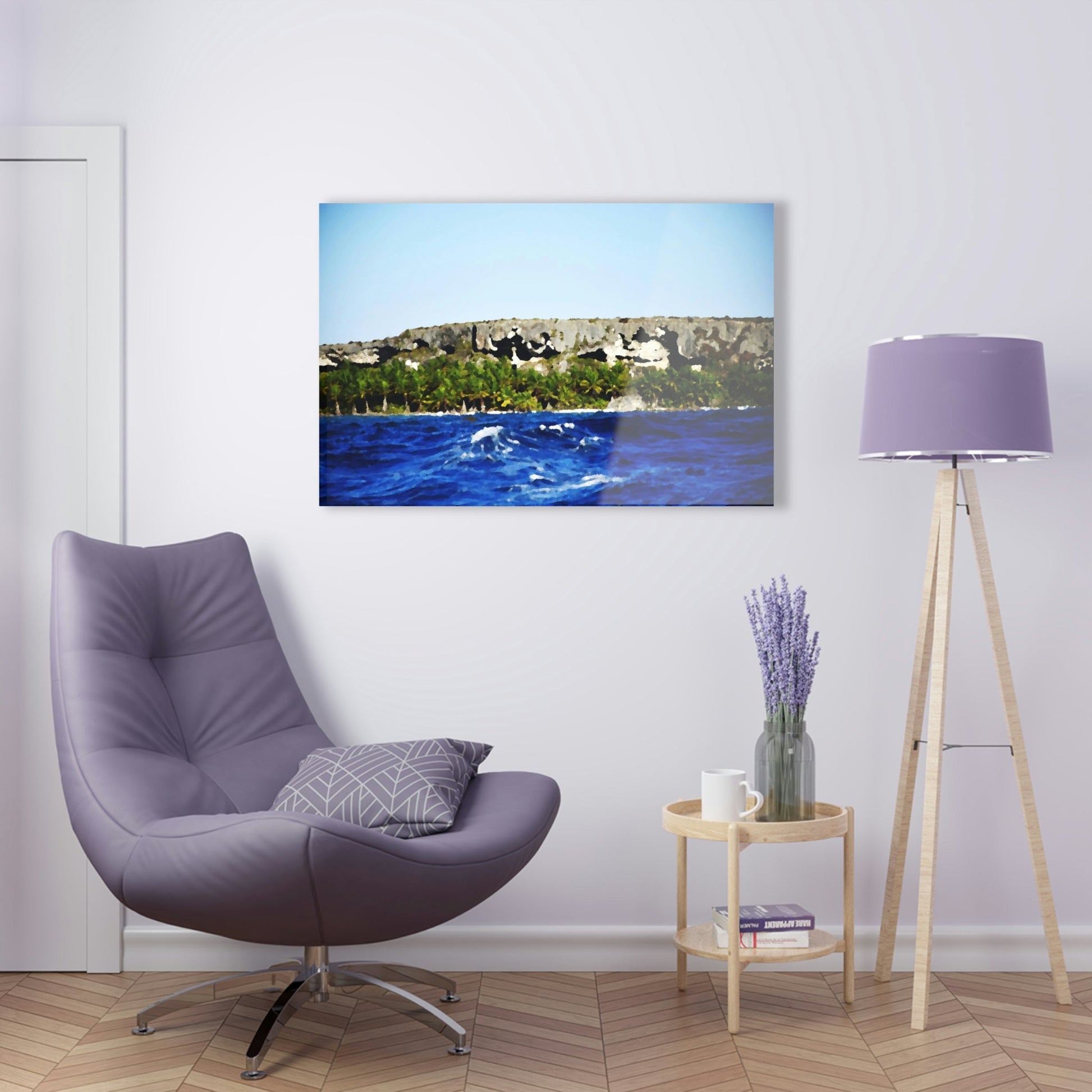 Acrylic Prints - US Made - Ideal for a Stunning Home/Office Decor Ideas - Remote Mona island - View from Boat as Painting - CCMM* - Green Forest Home