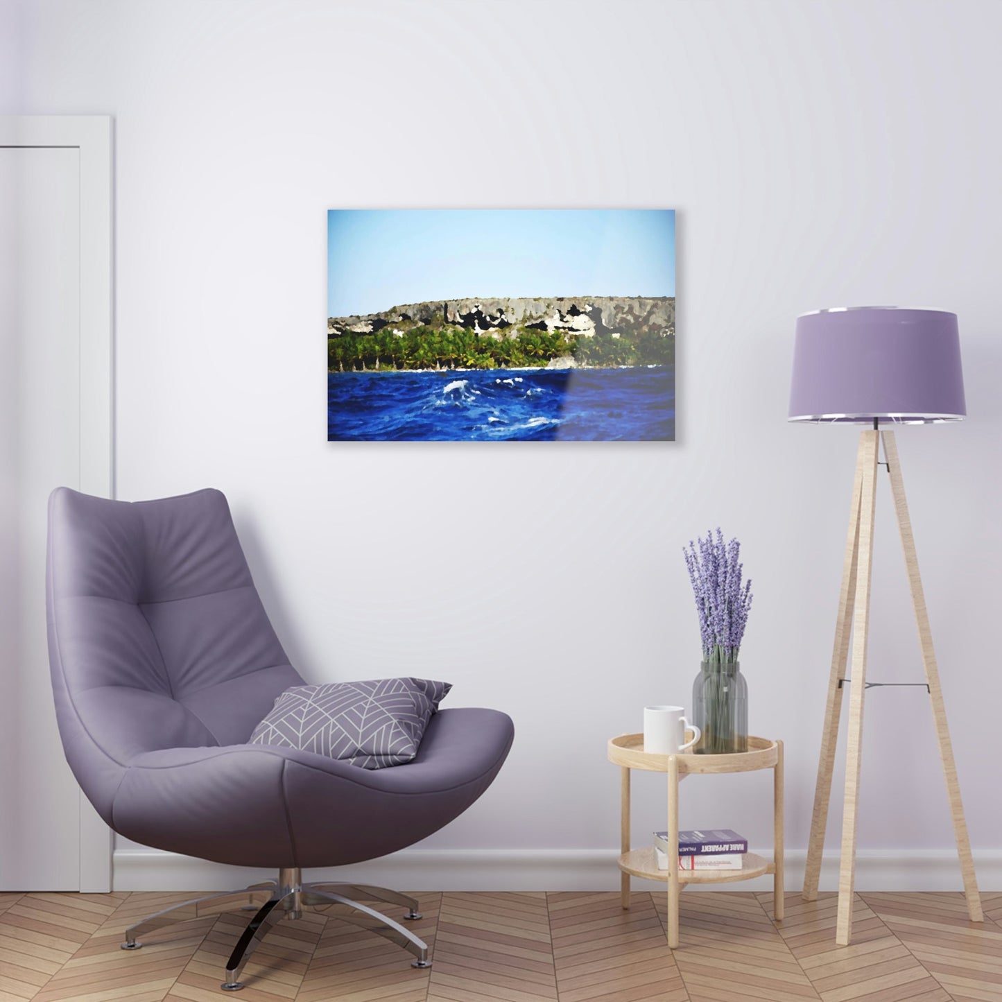 Acrylic Prints - US Made - Ideal for a Stunning Home/Office Decor Ideas - Remote Mona island - View from Boat as Painting - CCMM* - Green Forest Home