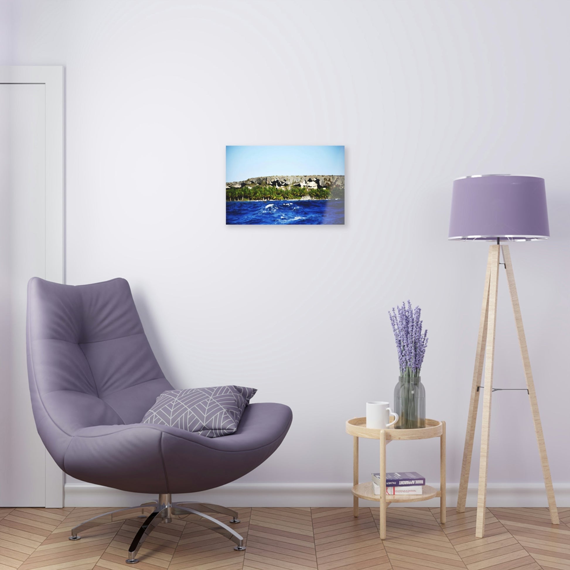 Acrylic Prints - US Made - Ideal for a Stunning Home/Office Decor Ideas - Remote Mona island - View from Boat as Painting - CCMM* - Green Forest Home
