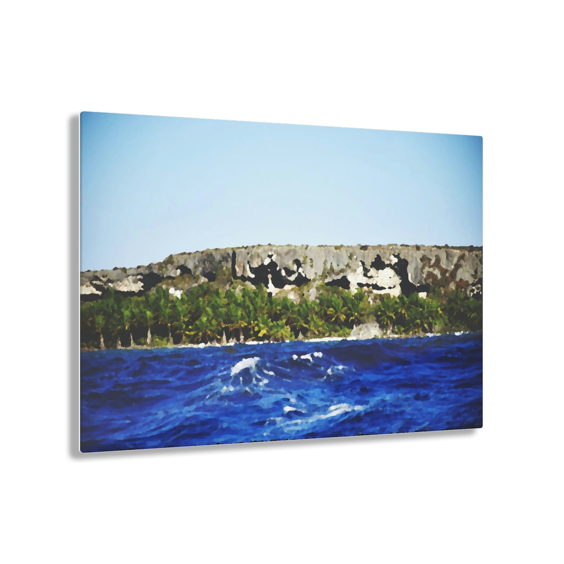 Acrylic Prints - US Made - Ideal for a Stunning Home/Office Decor Ideas - Remote Mona island - View from Boat as Painting - CCMM* - Green Forest Home