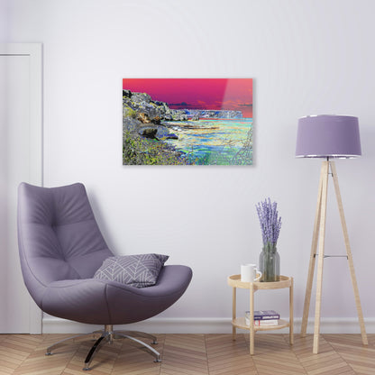 Acrylic Prints - US Made - Ideal for a Stunning Home/Office Decor Ideas - Remote Mona island - View of beach & Monas Plateau - CCMM* - Green Forest Home