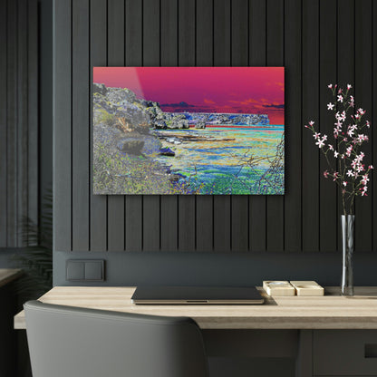 Acrylic Prints - US Made - Ideal for a Stunning Home/Office Decor Ideas - Remote Mona island - View of beach & Monas Plateau - CCMM* - Green Forest Home