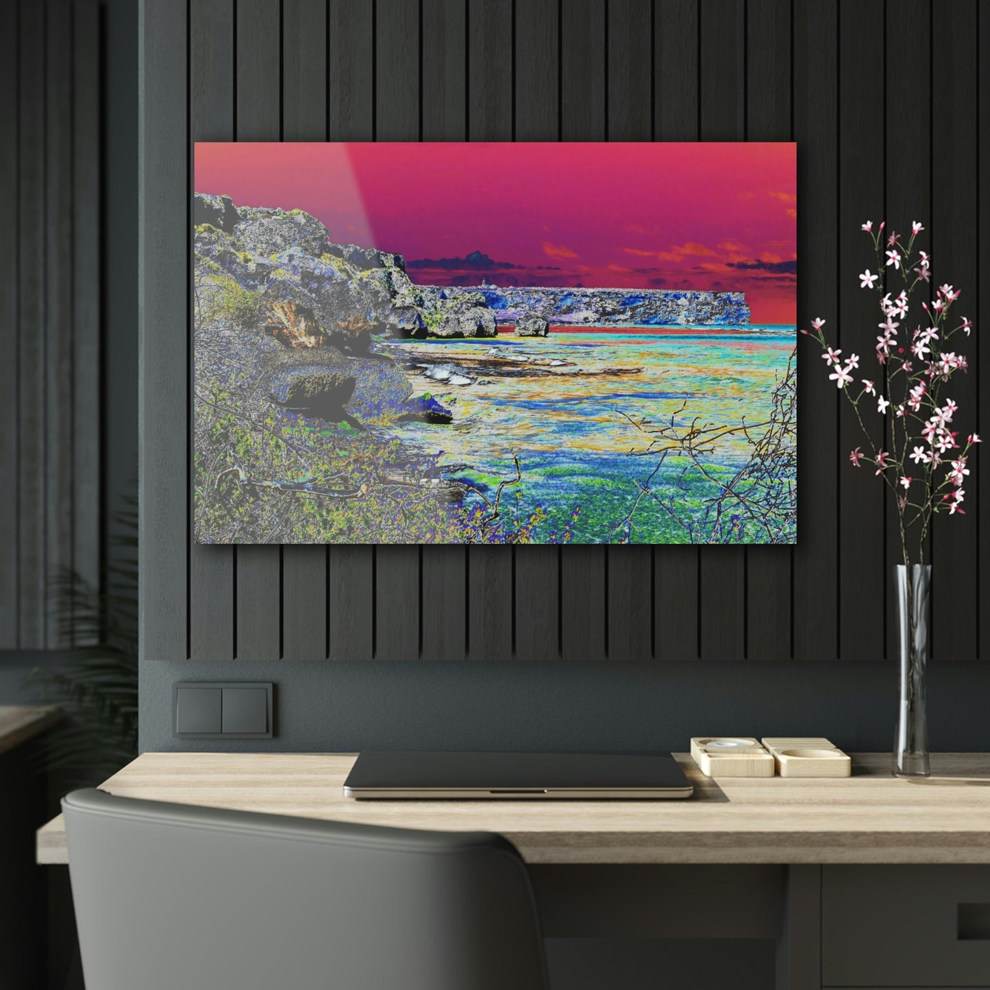 Acrylic Prints - US Made - Ideal for a Stunning Home/Office Decor Ideas - Remote Mona island - View of beach & Monas Plateau - CCMM* - Green Forest Home