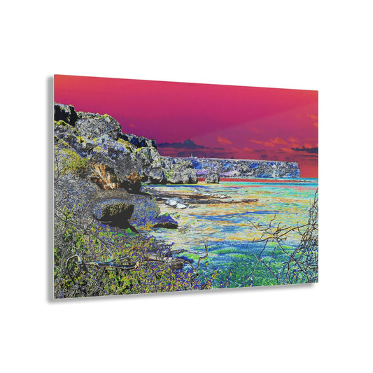 Acrylic Prints - US Made - Ideal for a Stunning Home/Office Decor Ideas - Remote Mona island - View of beach & Monas Plateau - CCMM* - Green Forest Home