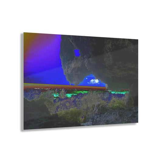 Acrylic Prints - US Made - Ideal for a Stunning Home/Office Decor Ideas - Remote Mona island - Views from the Cave - CCMM* - Green Forest Home