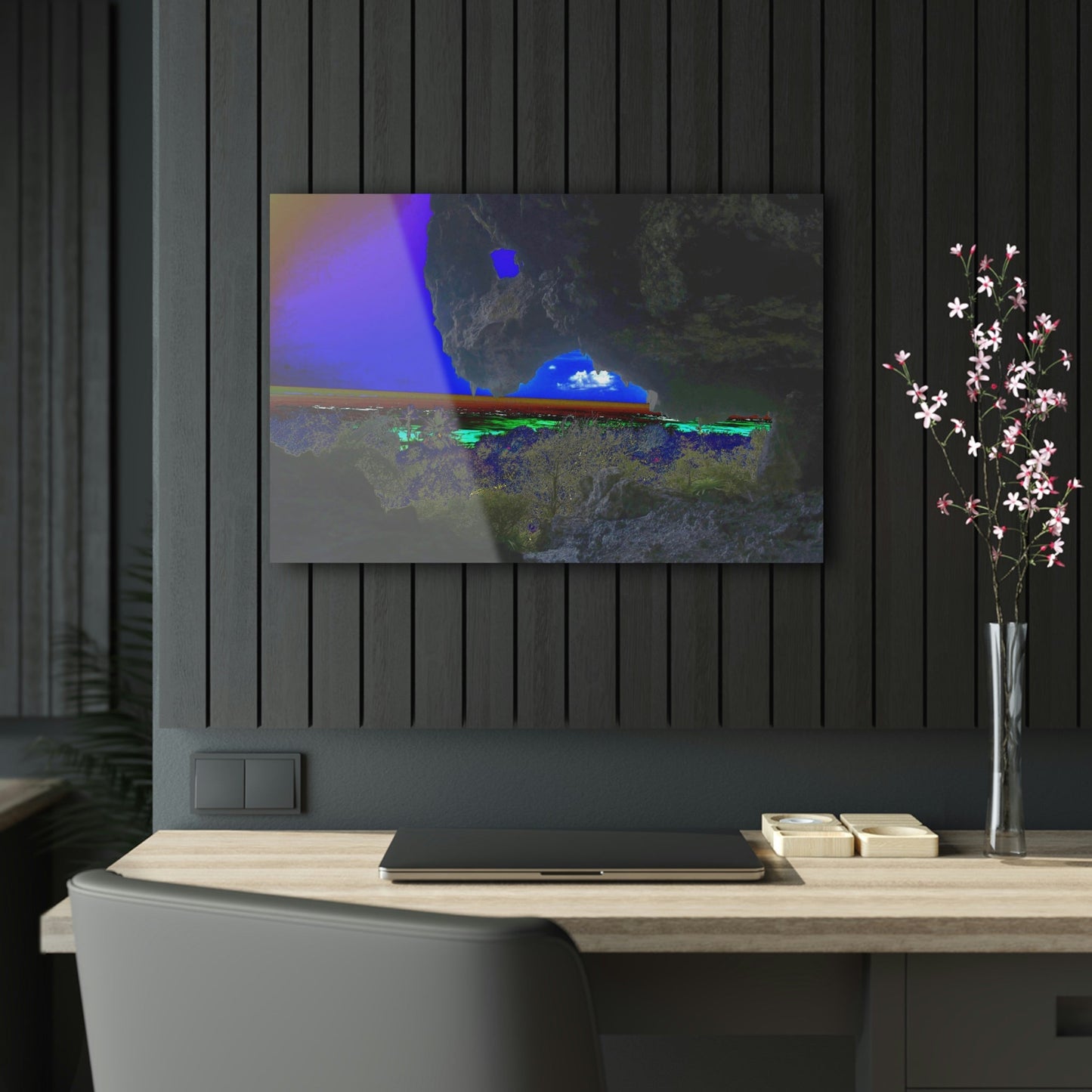 Acrylic Prints - US Made - Ideal for a Stunning Home/Office Decor Ideas - Remote Mona island - Views from the Cave - CCMM* - Green Forest Home