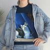 AU Print - Giladan 5000 - Unisex Heavy Cotton Tee - Home Baby Cat Dante Dazzled by the curtains and wind - Puerto Rico - Green Forest Home