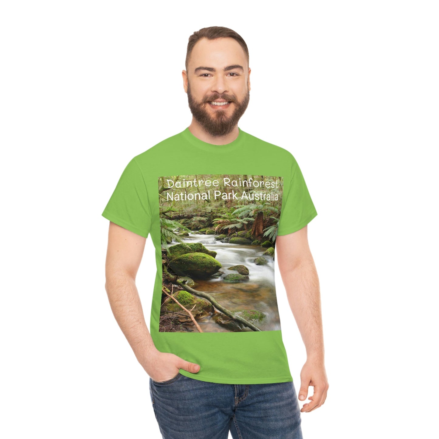 AU-PRINT UNISEX GILDAN 5000 - Heavy Cotton Tee - DAINTREE RAINFOREST National Park - Australia - Printed in AU by The Print Bar - Green Forest Home