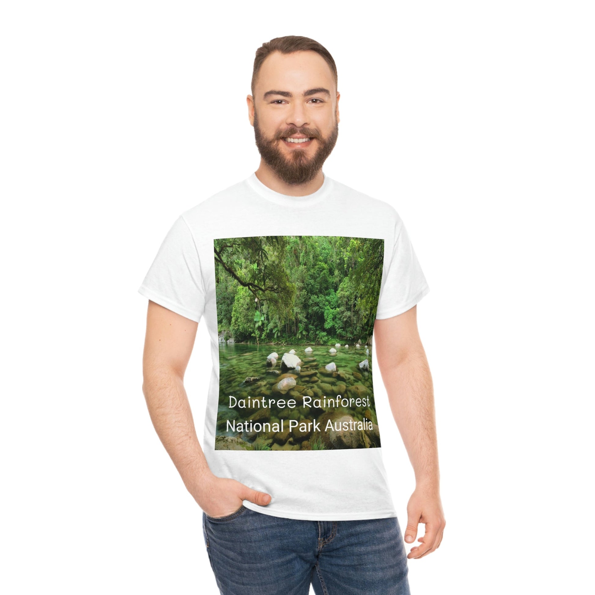 AU-PRINT UNISEX GILDAN 5000 - Heavy Cotton Tee - DAINTREE RAINFOREST National Park - Australia - Printed in AU by The Print Bar - Green Forest Home