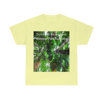 AU-PRINT UNISEX GILDAN 5000 - Heavy Cotton Tee - Fan Palm - DAINTREE RAINFOREST National-Park - Australia - Printed in AU by The Print Bar - Green Forest Home