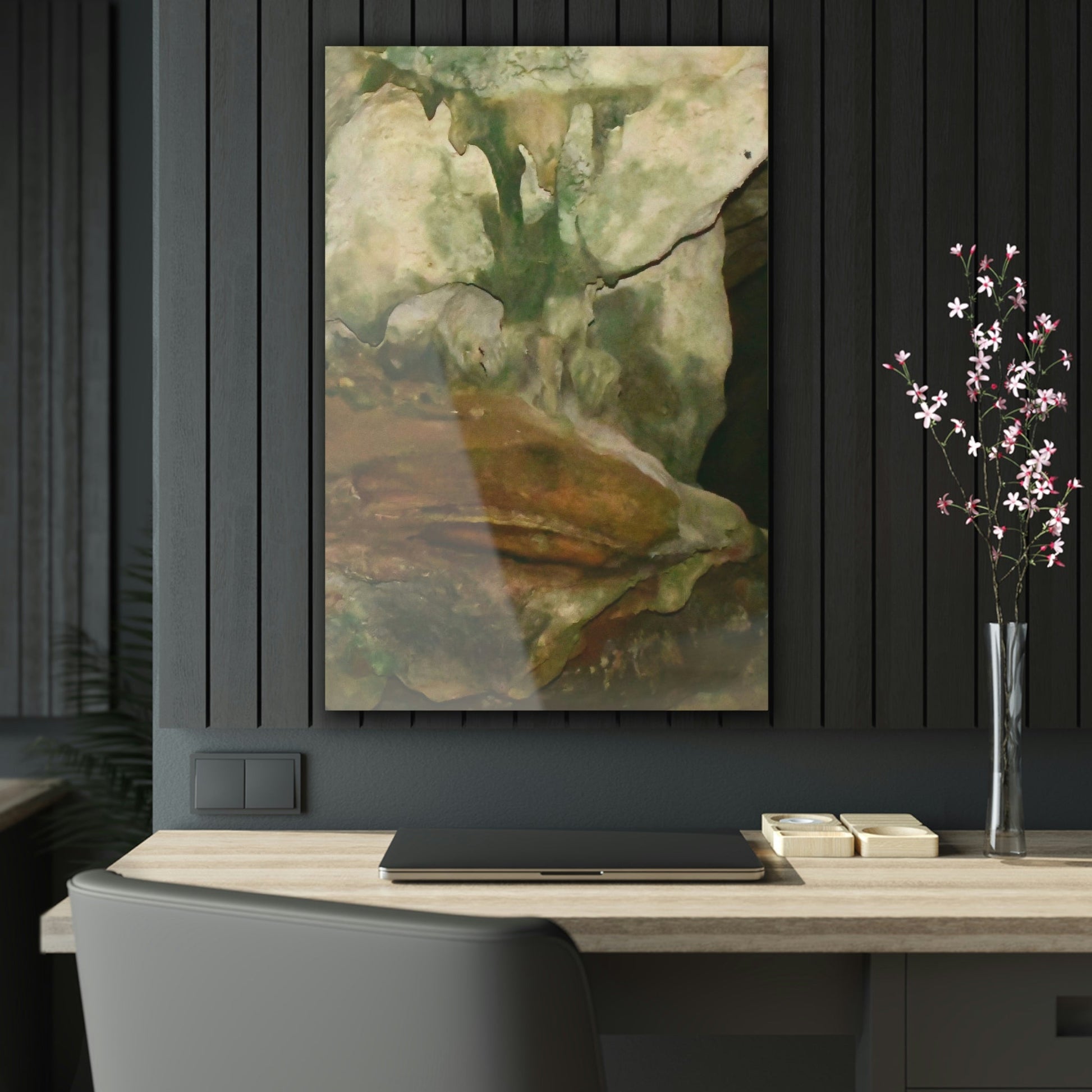 AWESOME Acrylic Prints - Stunning Pristine & Remote Mona island Puerto Rico - Cave entrace formations - limestone and algae shades - Green Forest Home
