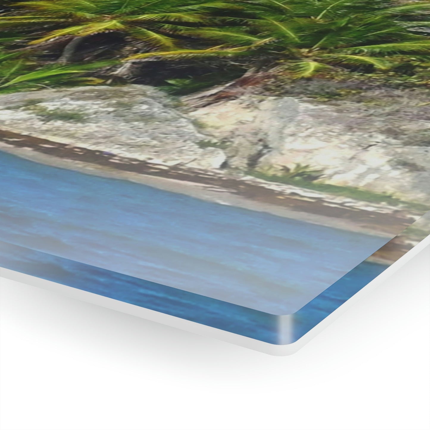 AWESOME Acrylic Prints - Stunning Pristine & Remote Mona island Puerto Rico - View from the Boat - Cave entrace and the Coconut palms Forest - Green Forest Home