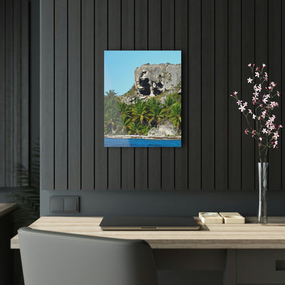 AWESOME Acrylic Prints - Stunning Pristine & Remote Mona island Puerto Rico - View from the Boat - Cave entrace and the Coconut palms Forest - Green Forest Home