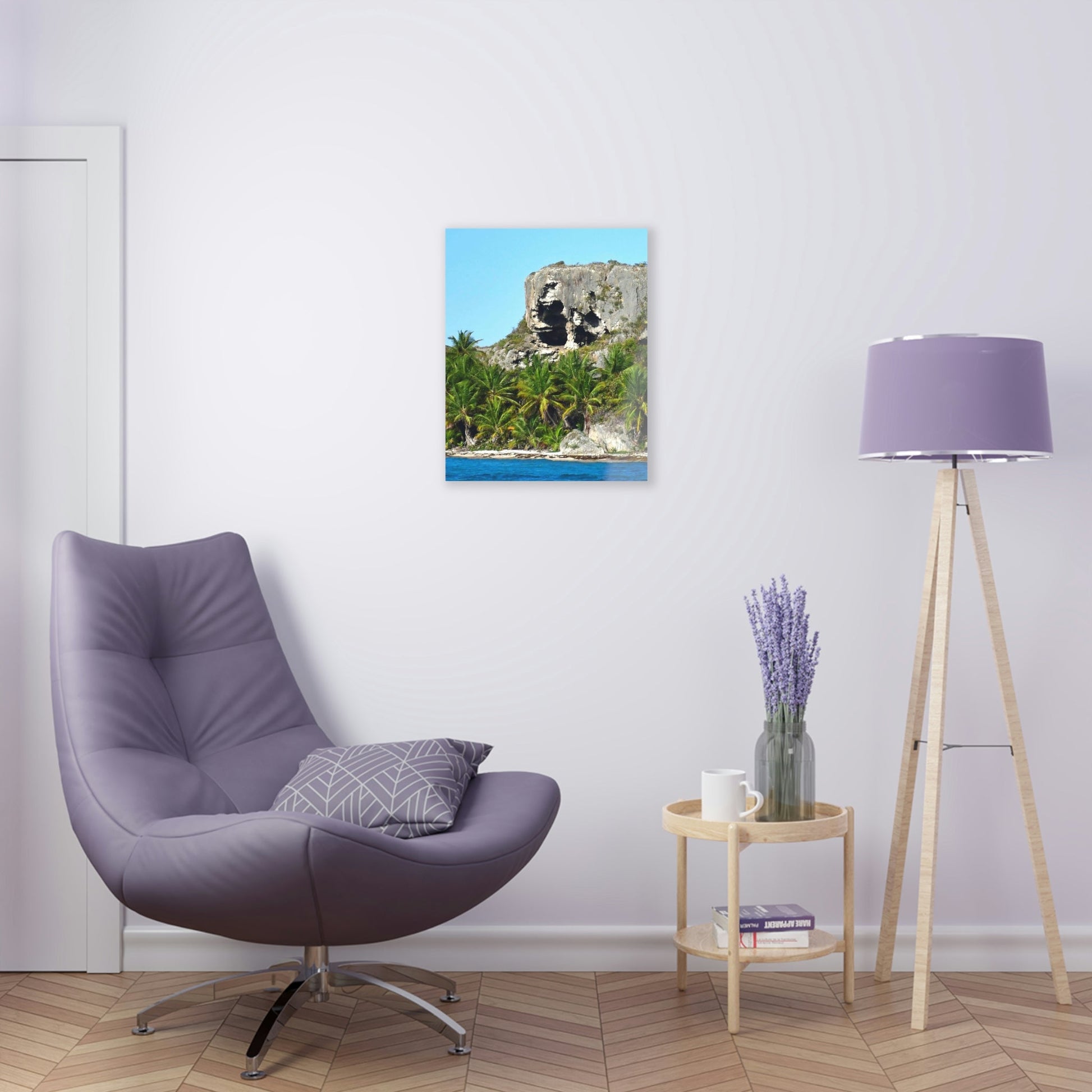 AWESOME Acrylic Prints - Stunning Pristine & Remote Mona island Puerto Rico - View from the Boat - Cave entrace and the Coconut palms Forest - Green Forest Home