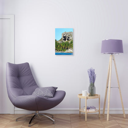 AWESOME Acrylic Prints - Stunning Pristine & Remote Mona island Puerto Rico - View from the Boat - Cave entrace and the Coconut palms Forest - Green Forest Home