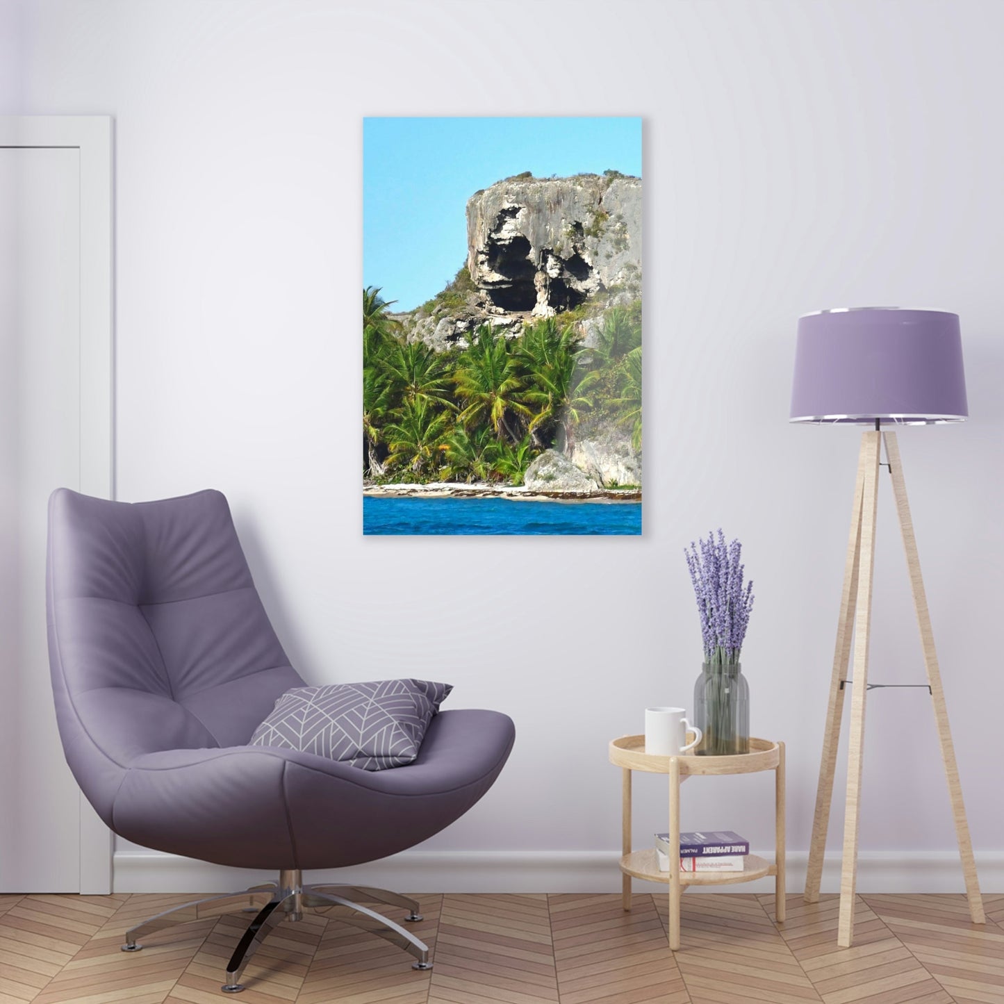 AWESOME Acrylic Prints - Stunning Pristine & Remote Mona island Puerto Rico - View from the Boat - Cave entrace and the Coconut palms Forest - Green Forest Home