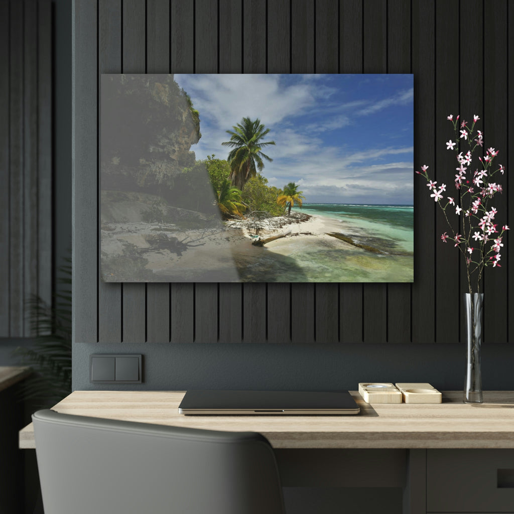AWESOME Acrylic Prints - Stunning Pristine & Remote Mona island Puerto Rico - View of Pajaros Beach edge next to caves - Is this Paradise? - Green Forest Home