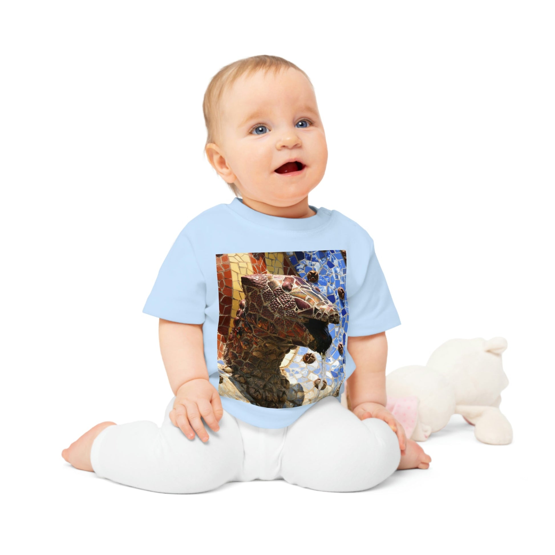 Baby Organic T-Shirt - Images of Gaudi and Tenerife beach - with 'Yo Amo a España - Tenerife' - Printed in EU - SPAIN - Green Forest Home