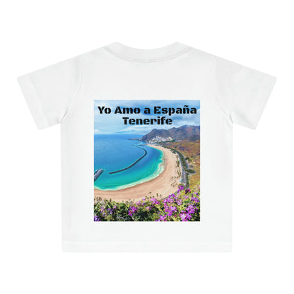 Baby Organic T-Shirt - Images of Gaudi and Tenerife beach - with 'Yo Amo a España - Tenerife' - Printed in EU - SPAIN - Green Forest Home