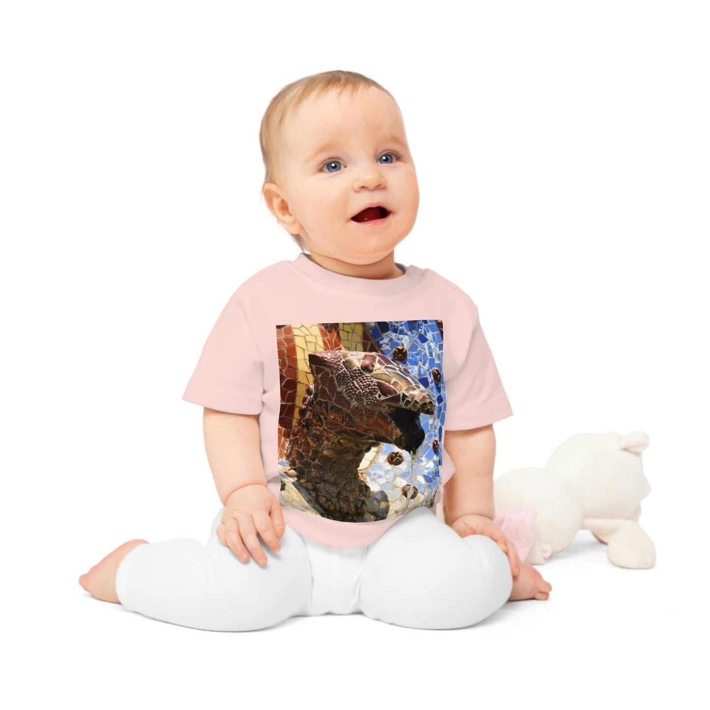 Baby Organic T-Shirt - Images of Gaudi and Tenerife beach - with 'Yo Amo a España - Tenerife' - Printed in EU - SPAIN - Green Forest Home