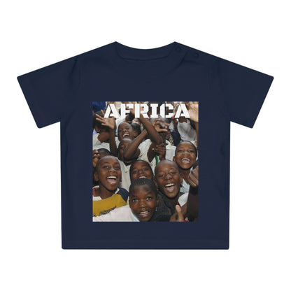 Baby Organic T-Shirt - Kids in school is Africa with JOY and Malcom X statement on EDUCATION - Printed in EU - Green Forest Home