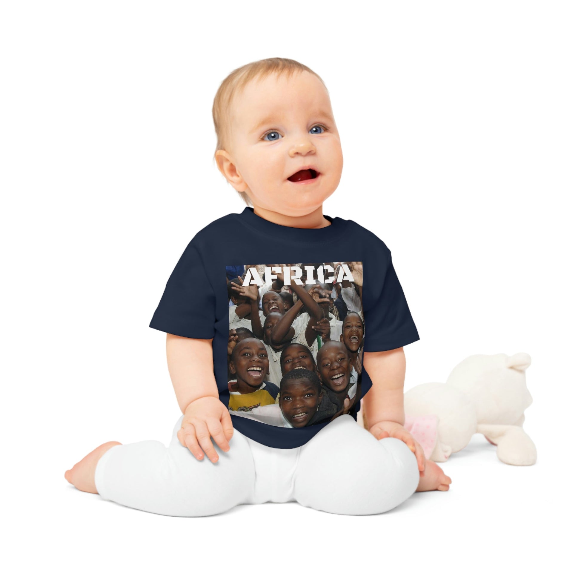 Baby Organic T-Shirt - Kids in school is Africa with JOY and Malcom X statement on EDUCATION - Printed in EU - Green Forest Home